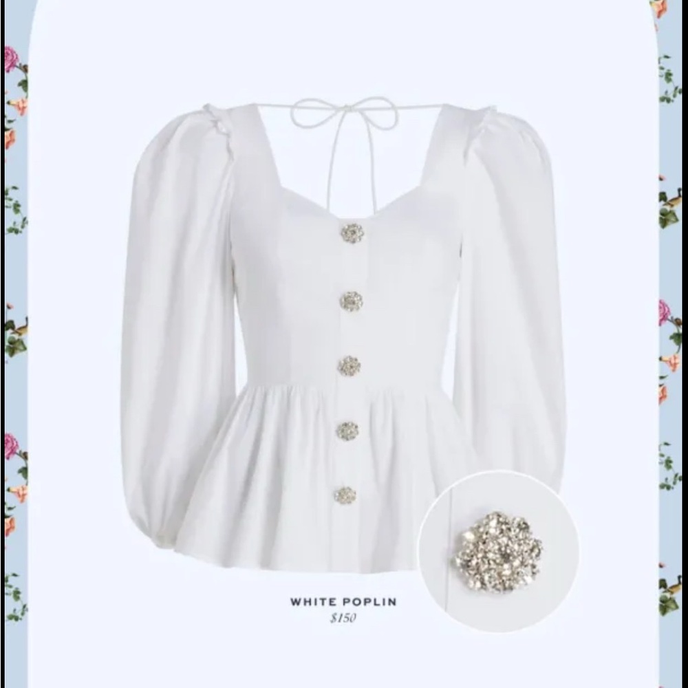 NWOT Hill House Juliet White Poplin Top